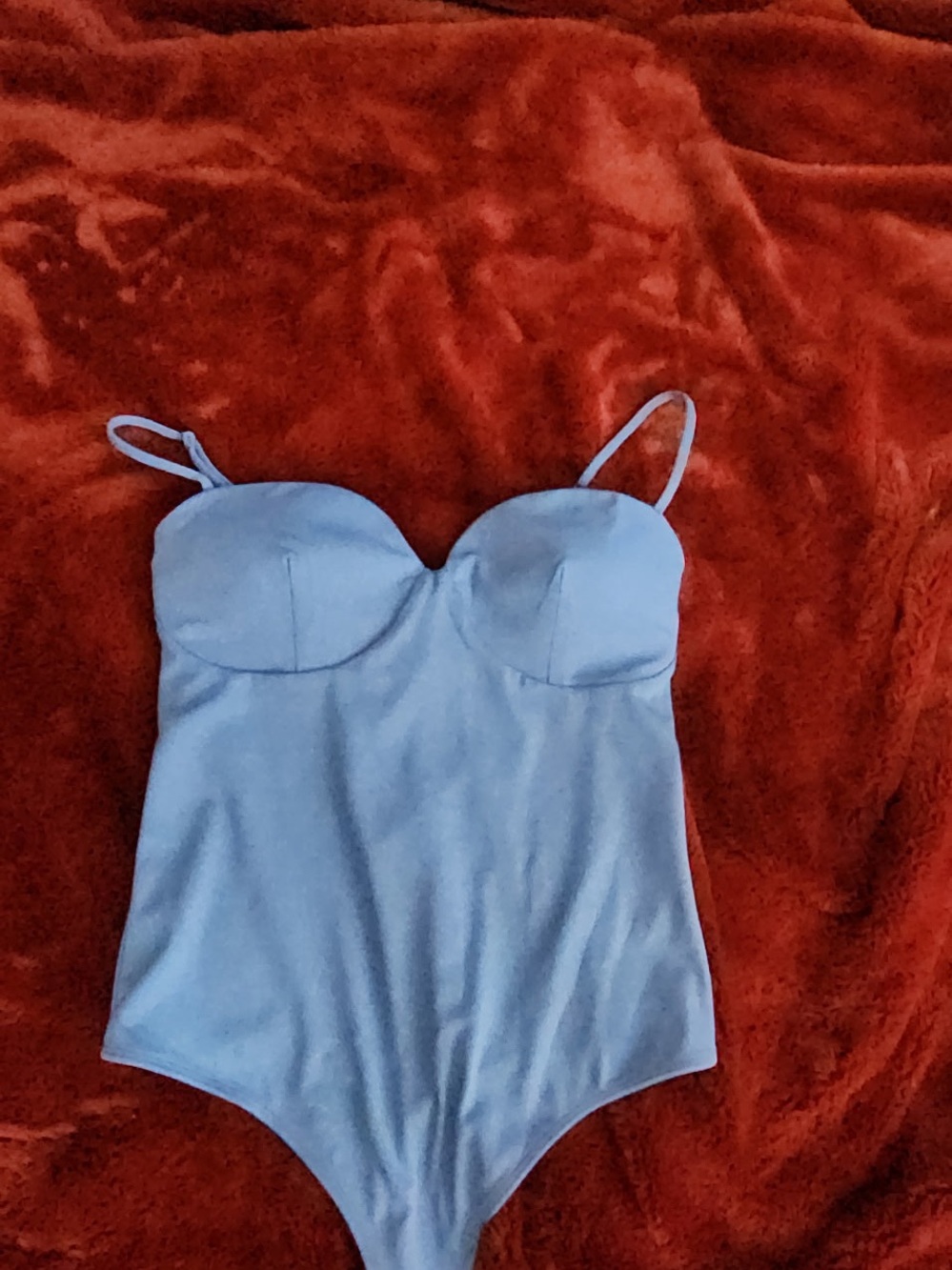 Express Blue Body Contour Swim Top with Shoulder Tie